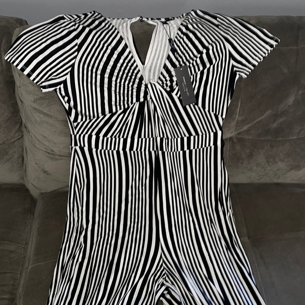 Black and white pin stripe jumpsuit